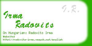 irma radovits business card